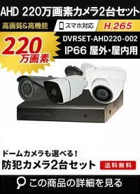  防犯カメラ 屋外 録画機能付き ズーム対応 家庭用　防犯カメラ 2台セット AHD 220万画素バレット・ドーム・カメラが選べる　常時録画　動体検知録画　防犯カメラセットDVRSET-AHD220-002