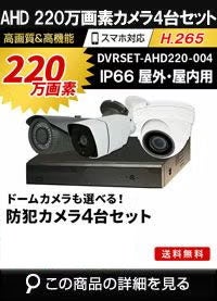  防犯カメラ 屋外 録画機能付き ズーム対応 家庭用　4台セット AHD 220万画素 バレット・ドーム・カメラが選べる　常時録画　動体検知録画　防犯カメラセット　DVRSET-AHD220-004