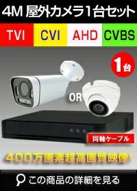 防犯カメラ 屋外 録画機能付き 屋外防犯カメラ 1台セット AHD 400万画素 広角レンズ　同軸ケーブル 屋外 屋内 1TB H.265 常時録画　動体検知録画　防犯カメラセットDVRSET-AHD504BT-001