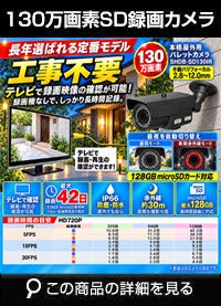 工事不要　防犯カメラ 屋外 録画機能付き BNC/RCA端子で映像確認　SDカード　 防犯カメラ　屋外　130万画素 赤外線　バレットカメラ バリフォーカルレンズ SHDB-SD130IR 
