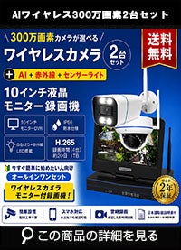 AI機能 300万画素ワイヤレスカメラセット ALWSET-YG300-002