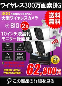 防犯カメラ 屋外 録画機能付き 防水 大型カメラ2台セット ワイヤレス
