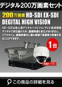  防犯カメラセット 防水 屋内対応 屋外防犯カメラ 1台セット EXSDI/HD-SDI 200万画素 デジタル画質バレット・ドーム・カメラが選べる 業務用 DVRSET-HD031 
