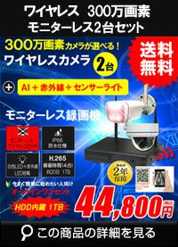 防犯カメラ 屋外 録画機能付き 防水 カメラ2台セット ワイヤレス 300万