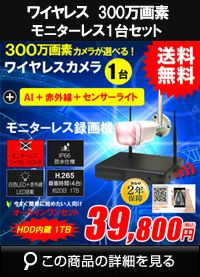 防犯カメラ 屋外 録画機能付き 防水 カメラ1台セット ワイヤレス 300万