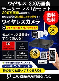 防犯カメラ 屋外 録画機能付き 防水 カメラ1台セット　ワイヤレス 300万画素 　モニターレス バレット・ドーム・カメラが選べる　工事不要　防犯カメラセット　ALWSET-KG300KD2-001 