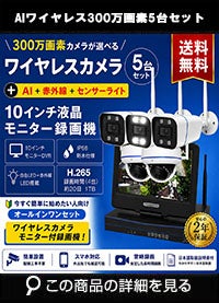 AI機能付き 300万画素ワイヤレスカメラセット ALWSET-YG300-005