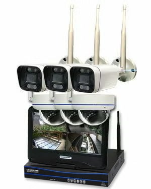 防犯カメラ 屋外 録画機能付き 防水 カメラ6台セット　ワイヤレス 300万画素 　10インチ液晶モニター付き バレット・ドーム・カメラが選べる　工事不要　防犯カメラセットALWSET-YG300-006 