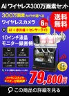 防犯カメラ 屋外 録画機能付き 防水 カメラ6台セット　ワイヤレス 300万画素 　10インチ液晶モニター付き バレット・ドーム・カメラが選べる　工事不要　防犯カメラセットALWSET-YG300-006 