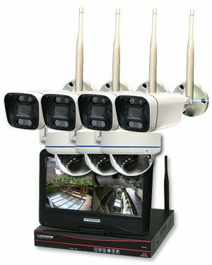  防犯カメラ 屋外 録画機能付き 防水 カメラ7台セット　ワイヤレス 300万画素 　10インチ液晶モニター付き バレット・ドーム・カメラが選べる　工事不要　防犯カメラセットALWSET-YG300-007 