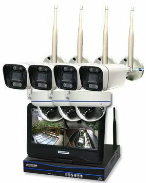  防犯カメラ 屋外 録画機能付き 防水 カメラ7台セット　ワイヤレス 300万画素 　10インチ液晶モニター付き バレット・ドーム・カメラが選べる　工事不要　防犯カメラセットALWSET-YG300-007 
