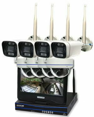 防犯カメラ 屋外 録画機能付き 防水 カメラ8台セット　ワイヤレス 300万画素 　10インチ液晶モニター付き バレット・ドーム・カメラが選べる　工事不要　防犯カメラセットALWSET-YG300-008