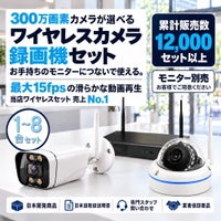防犯カメラ 秋葉原 屋外 録画機能付き 防水 カメラ1台～8台セット ワイヤレス 300万画素 モニターレス バレット・ドーム・カメラが選べる AI人体検知 人感センサー ライト 屋外用 ALWSET-KG300KD2-018