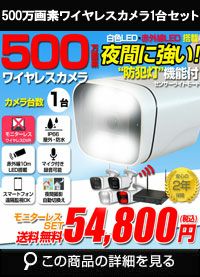 ワイヤレスカメラセット 500万画素 モニターレス ALWSET-KG500KD2-001
