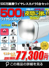 ワイヤレスカメラセット 500万画素 モニターレス ALWSET-KG500KD2-005