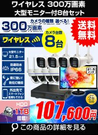 AI機能付き 300万画素ワイヤレスカメラセット 21.5インチモニター付き ALWSET-KG300MNT-008