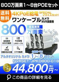 アルタクラッセ（Alta Classe）POEワンケーブルカメラセット 屋外対応 800万画素 AI人体検知 センサーライト機能 NVRSET-JPKD800-018
