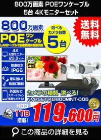 防犯カメラ 屋外 防水 4K 23.8インチモニター付 AI人体検知 広角