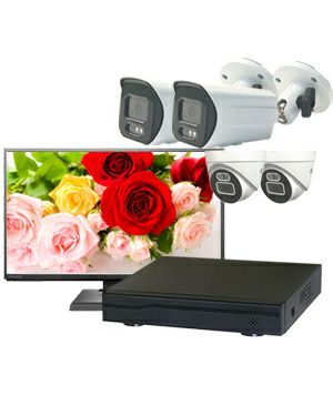 防犯カメラ 屋外 防水 4K 23.8インチモニター付 AI人体検知 広角