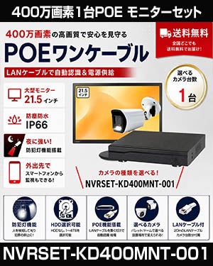 防犯カメラ 屋外 21.5インチモニターセット 録画機能付き AI人体検知