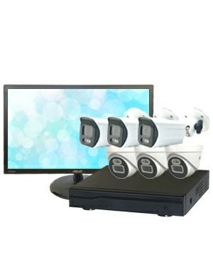 防犯カメラ 6台セット 屋外 21.5インチモニターセット 録画機付き AI