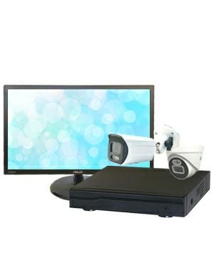 防犯カメラ 2台セット 屋外 21.5インチモニターセット 録画機付き AI