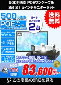 防犯カメラ 2台セット 屋外 21.5インチモニターセット 録画機付き AI
