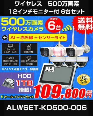 防犯カメラ カメラ6台セット 屋外 録画機能付き AI人体検知 人感