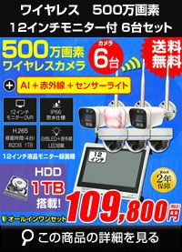 防犯カメラ カメラ6台セット 屋外 録画機能付き AI人体検知 人感