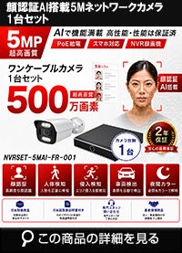 【最新AI　顔検索　車検知　人体検知搭載】500万画素ネットワークカメラセット！