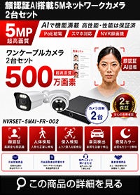 【最新AI　顔検索　車検知　人体検知搭載】500万画素ネットワークカメラセット！