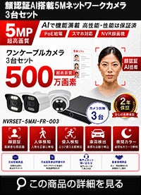 【最新AI　顔検索　車検知　人体検知搭載】500万画素ネットワークカメラセット！