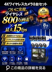 ALWSET-YG800-018 AI機能 モニター一体型 800万画素ワイヤレスカメラ1～8台と受信機セット